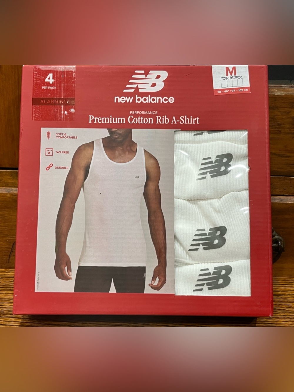 New Balance Men’s 4-Pack Premium Cotton Rib A-Shirts – White - Medium